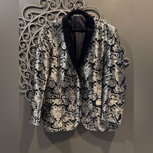 Men’s metallic jacquard formal suit jacket Kilburne finch wedding sz 54L